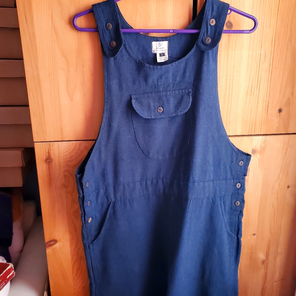 Ark Imports Women's  Ella Navy Cotton Overalls Size Large